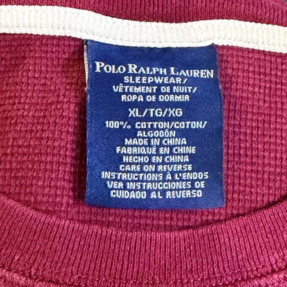 Polo Ralph Lauren Waffle Knit Thermal Top Men XL Burgundy Cotton Lounge‎ Pony